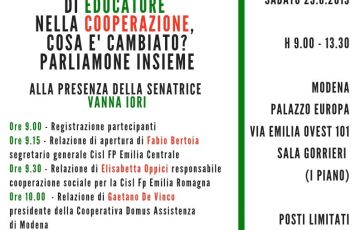 'La professione di educatore nella cooperazione': seminario a Modena il 29 giugno - RINVIATO A SETTEMBRE