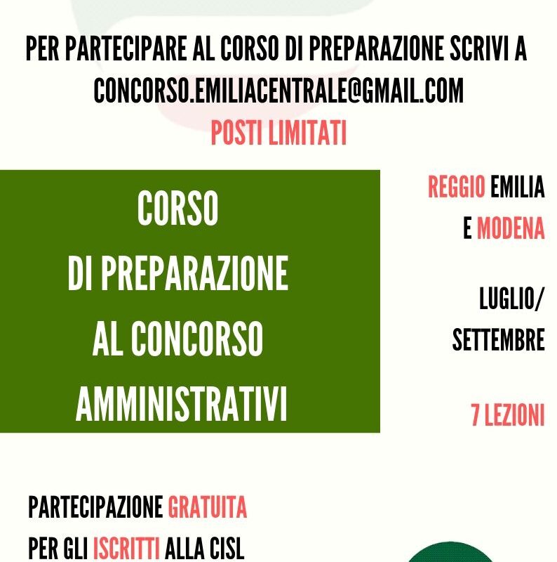 Preiscrizione alle lezioni di preparazione al concorso per personale amministrativo aziende AUSL di Reggio Emilia e Ausl e Policlinico di Modena