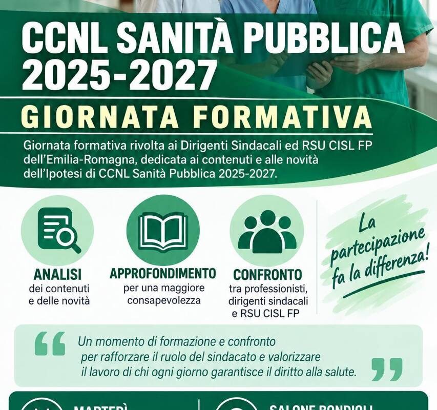 CCNL SANITÀ PUBBLICA 2025-2027: GRANDE PARTECIPAZIONE ALLA GIORNATA FORMATIVA DELLA CISL FP EMILIA-ROMAGNA INSIEME PER UNA SANITÀ PIÙ FORTE!